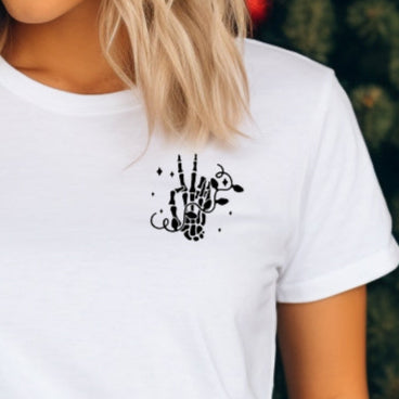 Peace Christmas Skeleton (Pocket/Koozie)- Single Color (black)- 3" wide Plastisol Screen Print Transfer