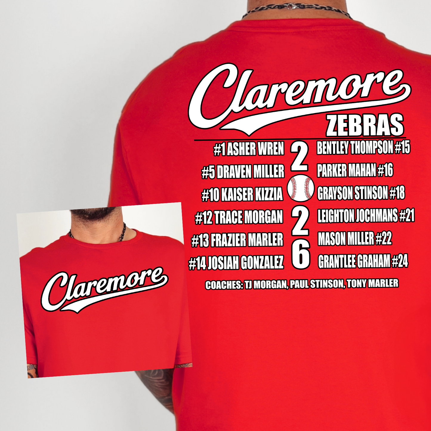 Claremore Zebras Team Tee - Red