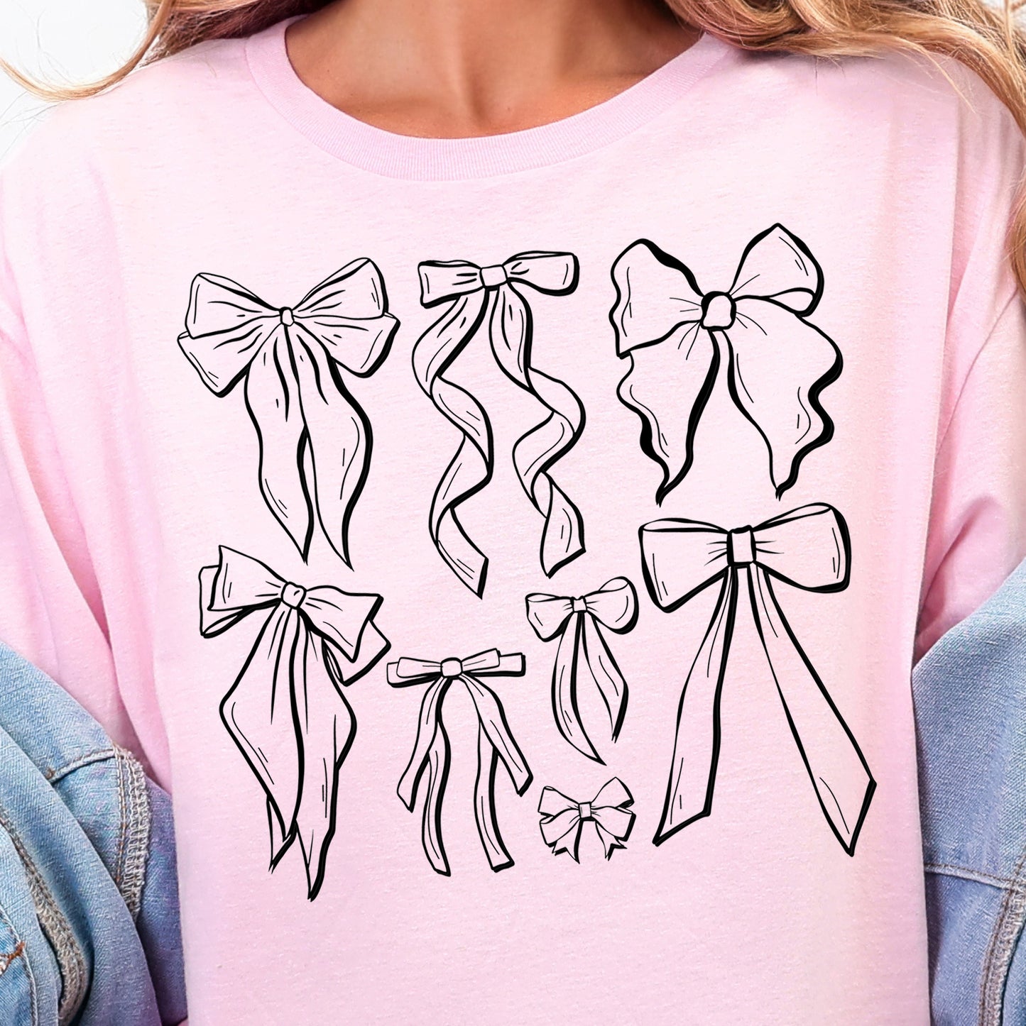 Coquette Bows- Single Color (black)- 11.5” wide Screen Print Transfer