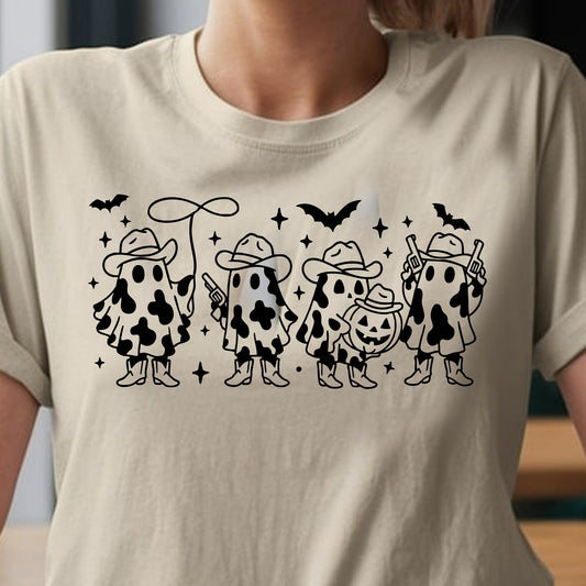 Cowboy Ghost- Single Color (black)- 11.5” wide Single Color Transfer