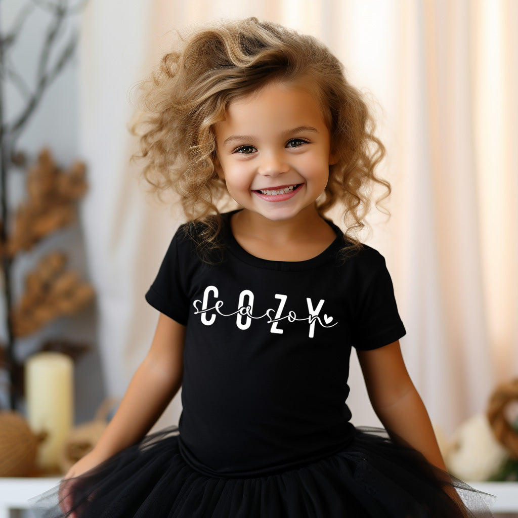 Cozy Season (toddler) - Single Color (white)- 6.75" wide Plastisol Screen Print Transfer