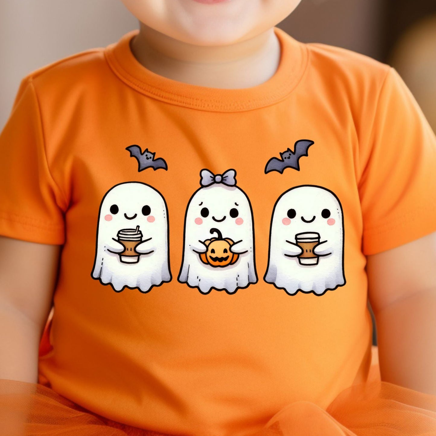Cutesy Coffee Ghosts (toddler)- 7" wide DTF Transfer