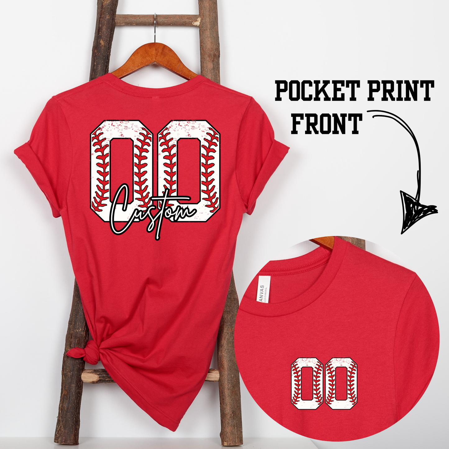 Baseball Number Tee - Red