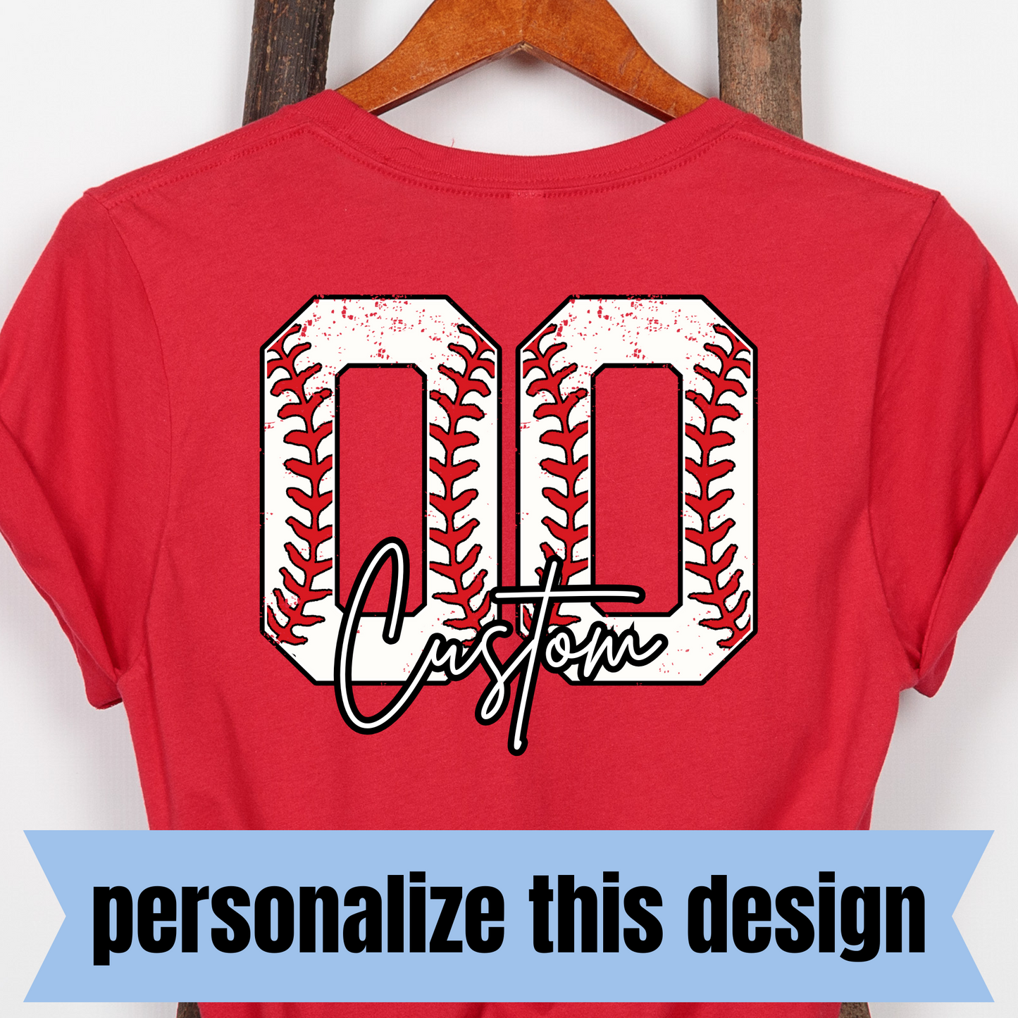 *PREORDER* Distressed Baseball Number w/ Script Name - Personalized DTF