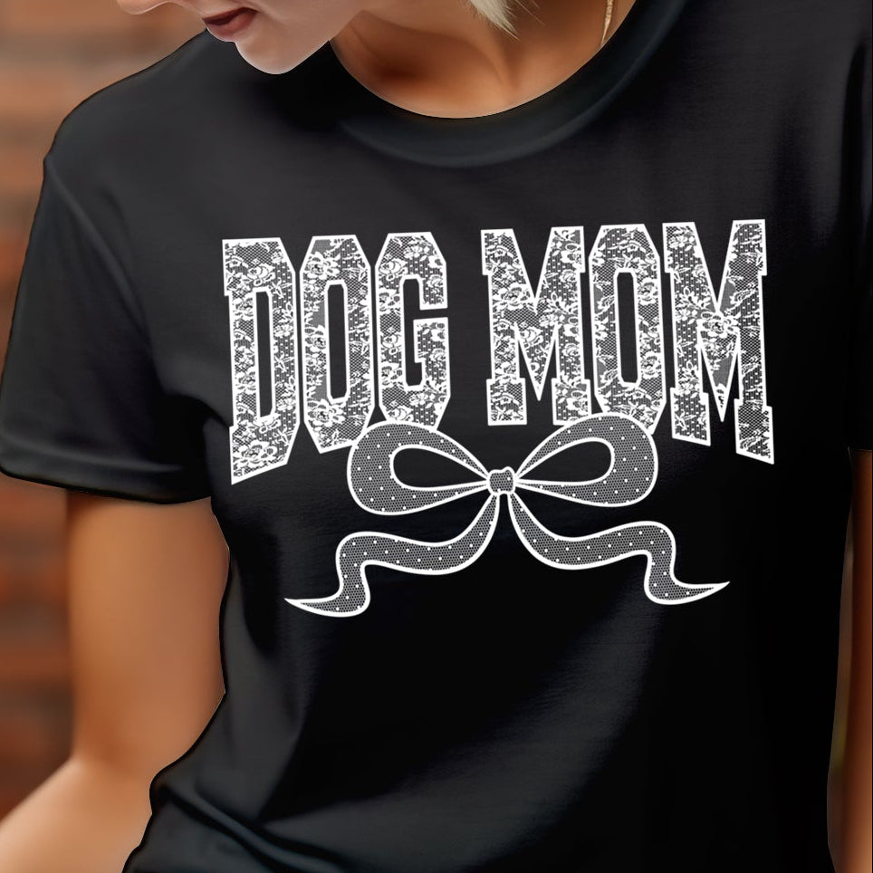 Dog Mom Lace- Single Color (white)- 11.5" Screen Print Transfer