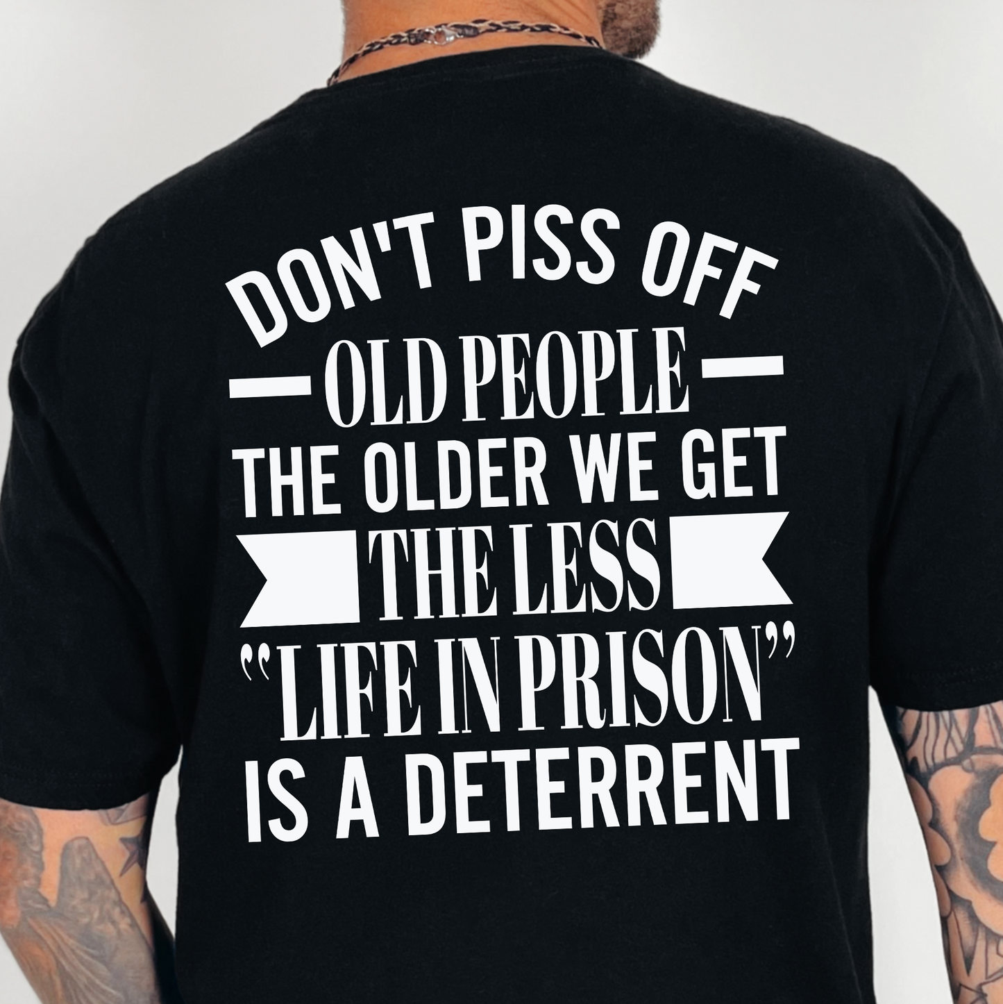 Don’t Piss Off Old People- Single Color (white)- 11.5” wide Screen Print Transfer