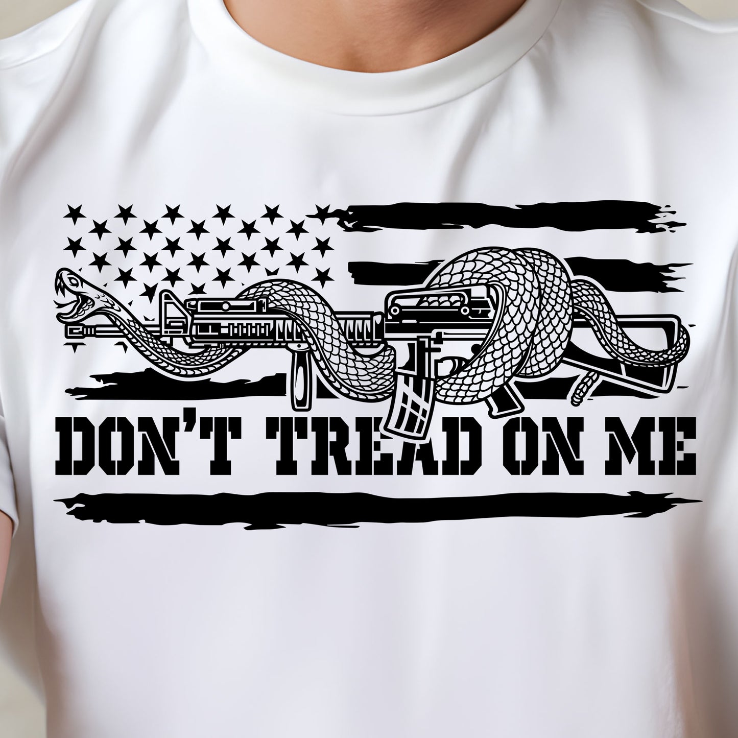 Don't Tread on Me- Single Color (black)- 11.5” wide Screen Print Transfer