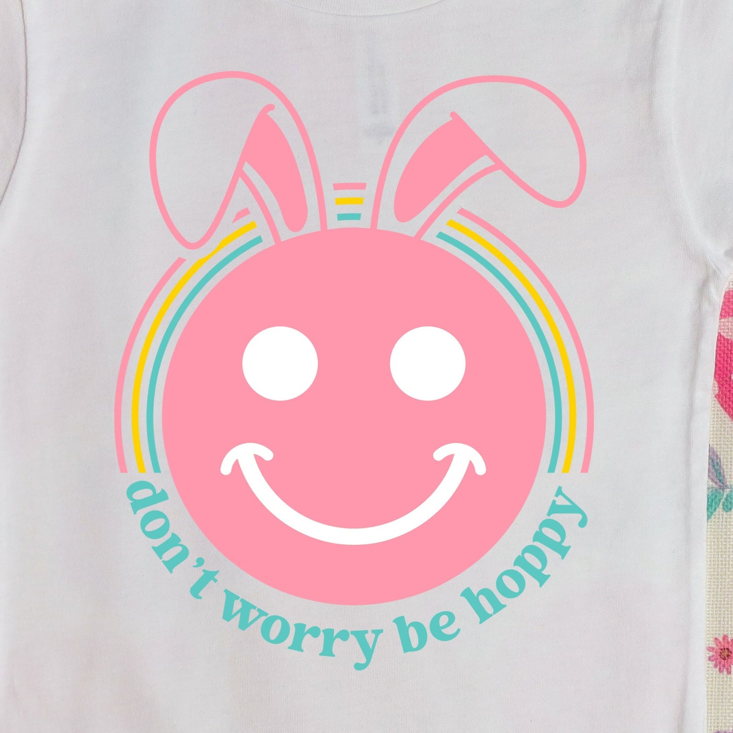 Don't Worry, Be Hoppy (Toddler) *full color matte clear film*- 6" wide Plastisol Screen Print Transfer
