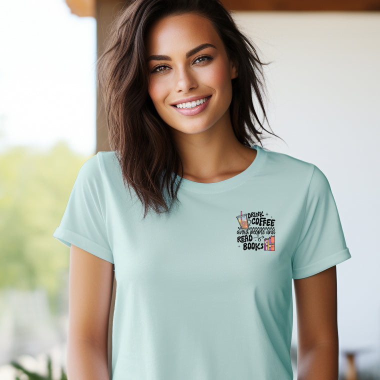 Drink Coffee, Avoid People and Read Books (pocket/hat)- 3.2" wide DTF Transfer