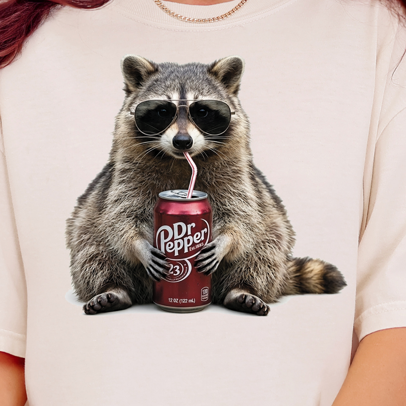 Dr. Pepper Raccoon-Full Color DTF Transfer