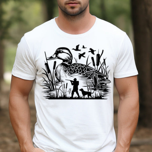 Duck Hunter- Single Color (black)- 11.5" wide Screen Print Transfer