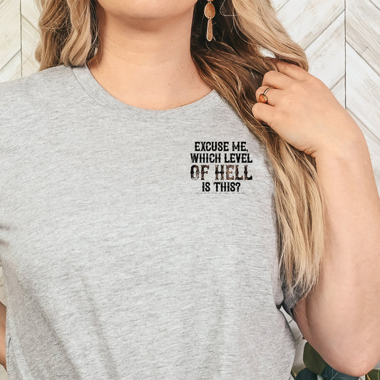 Excuse Me, Which Level of Hell is This? (pocket/koozie)- 3" wide DTF Transfer