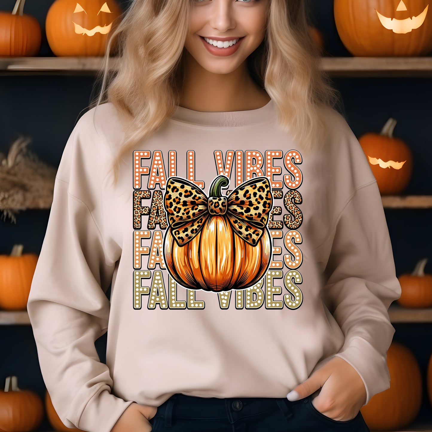 Fall Vibes *full color matte clear film*- 11.5" wide Plastisol Screen Print Transfer