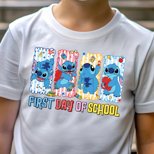 First Day of School Blue Alien (toddler)- 7" wide DTF Transfer