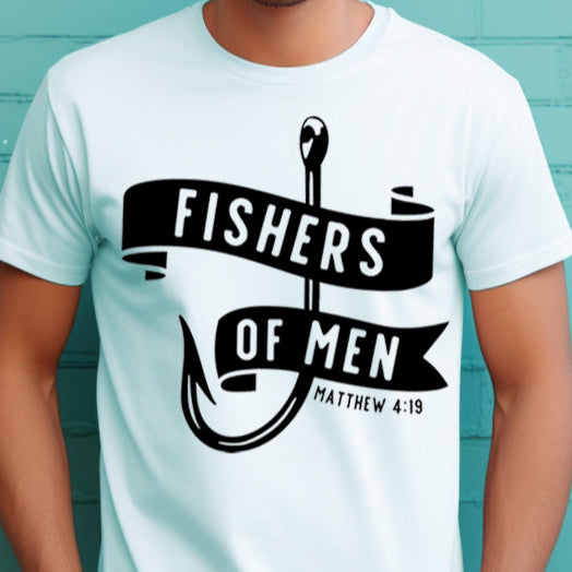 Fishers of Men- Single Color (black)- 11.5" wide Plastisol Screen Print Transfer