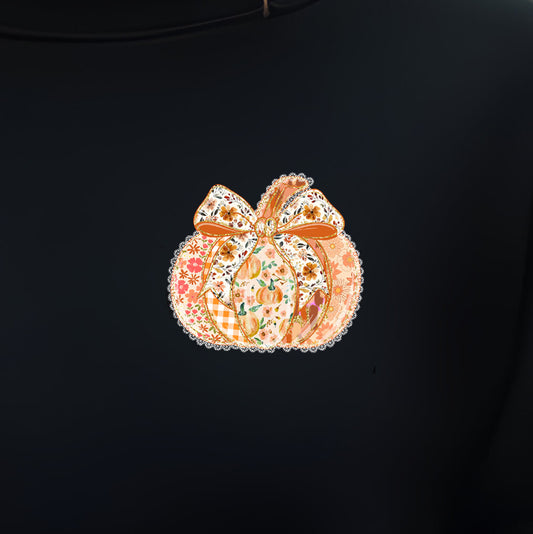 Floral Pumpkin Lace (pocket)- 3.1" wide DTF Transfer