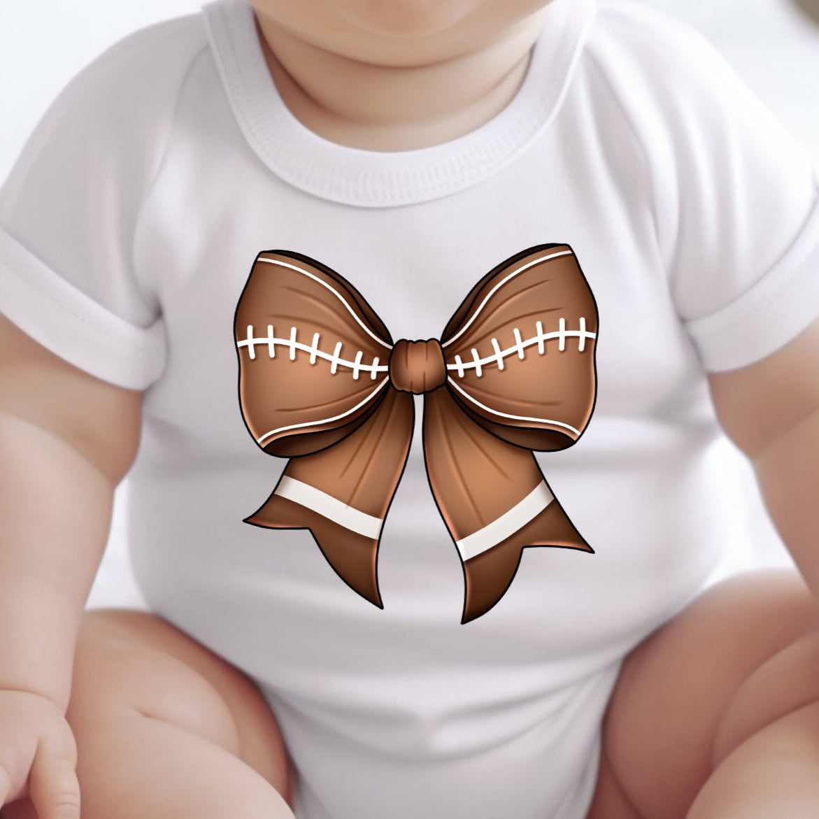 Coquette Football Bow (infant) *full color matte clear film*- 4.5" wide Plastisol Screen Print Transfer