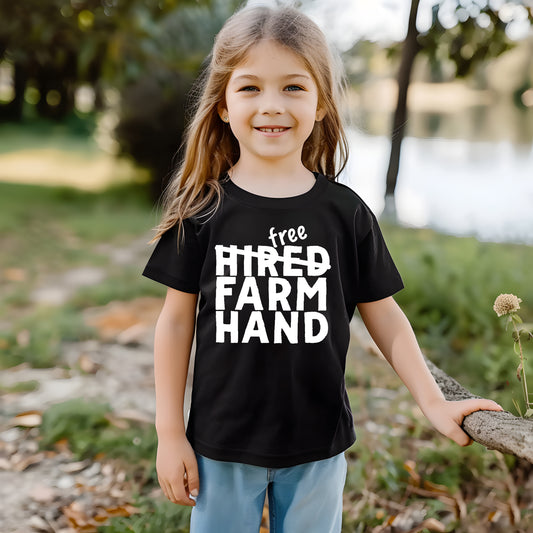 FREE (Hired) Farm Hand (Toddler)- Single Color (white)- 7" wide Plastisol Screen Print Transfer