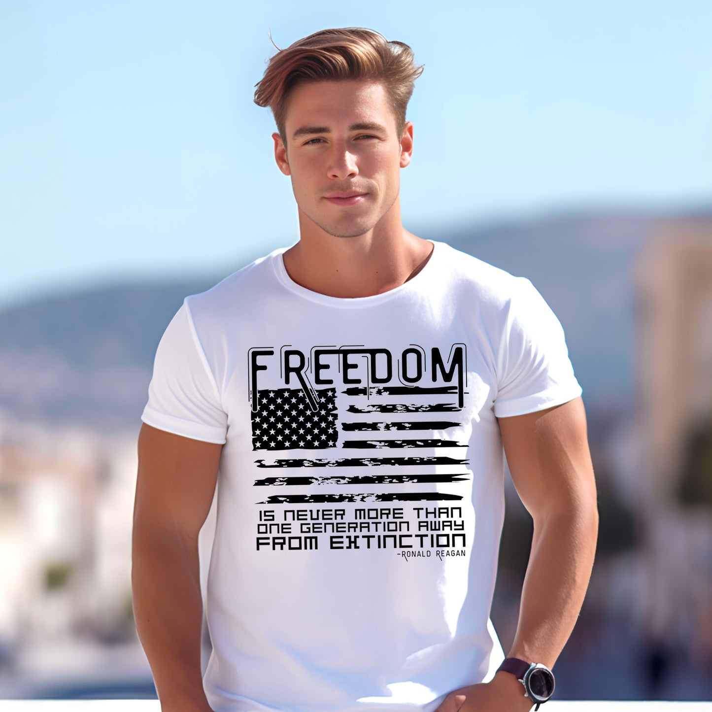 Freedom is Never More Than One Generation Away From Extinction - Single Color (black)- 11.5" wide Plastisol Screen Print Transfer