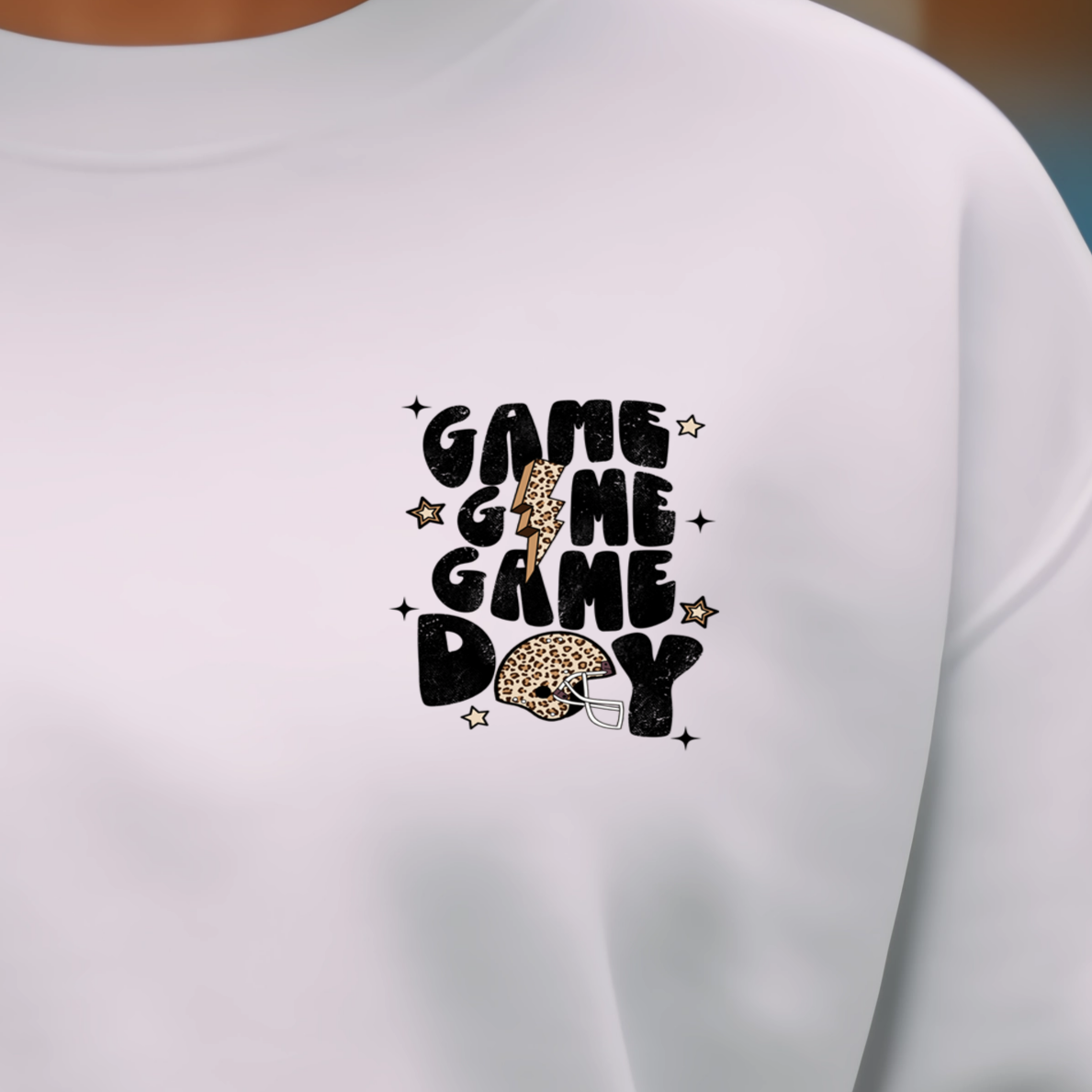 Football Game Game Game Day (Pocket/Koozie) *full color matte clear film*- 3" wide Plastisol Screen Print Transfer