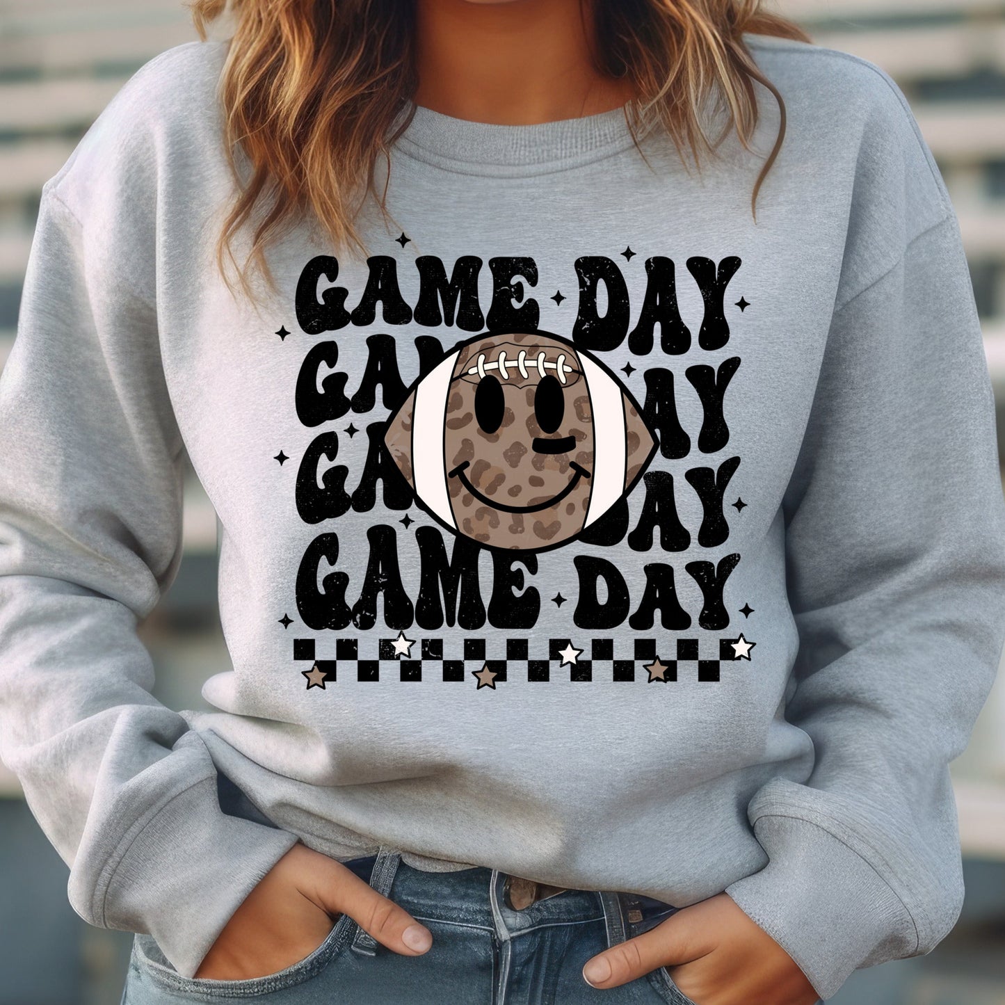 Game Day Leopard Football *full color matte clear film*- 11.5" wide Plastisol Screen Print Transfer