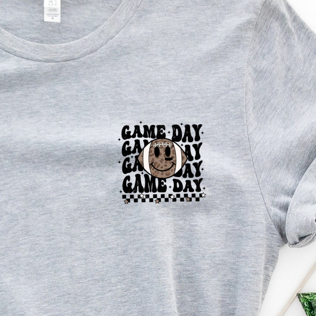 Game Day Leopard Football (Pocket/Koozie) *full color matte clear film*- 3" wide Plastisol Screen Print Transfer