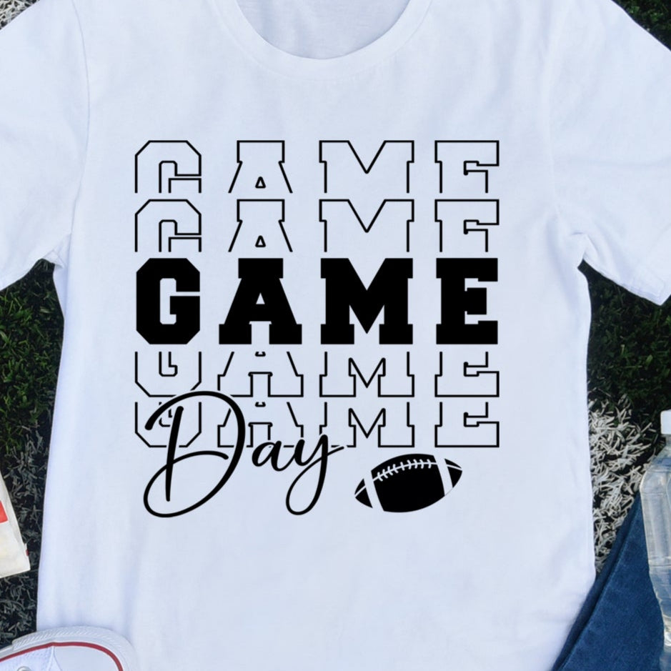 Football Game Day- Single Color (black)- 11.5" wide Plastisol Screen Print Transfer