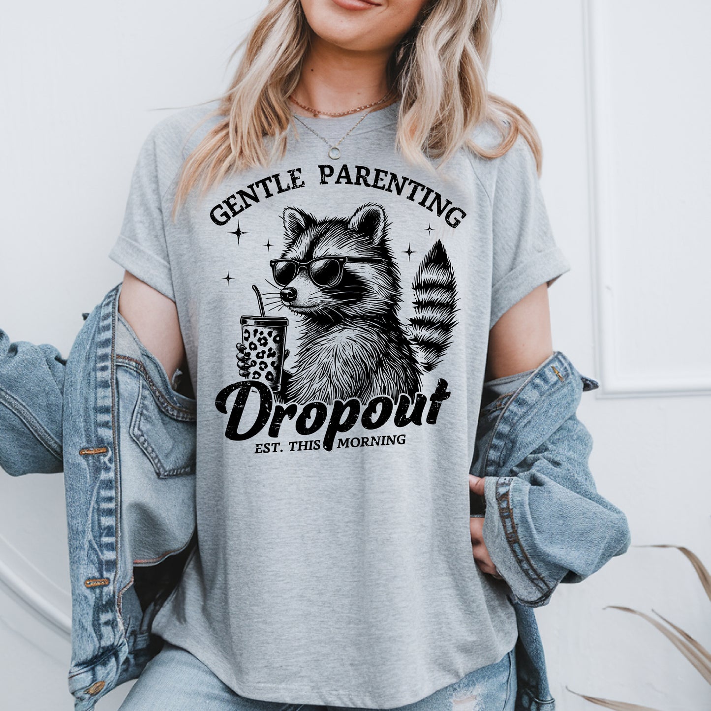 Gentle Parenting Dropout Est. This Morning- Single Color (black)- 11.5" wide Plastisol Screen Print Transfer