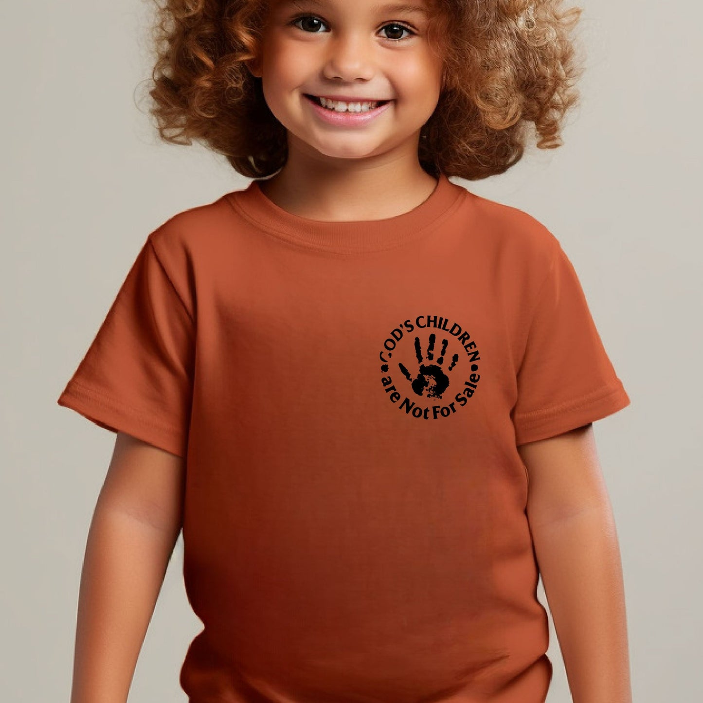 God's Children Are Not For Sale (Toddler with matching pocket)- Single Color (black)- 6" wide Plastisol Screen Print Transfer