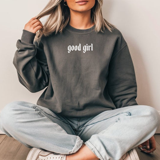 good girl- Single Color (white)- 6" wide Plastisol Screen Print Transfer