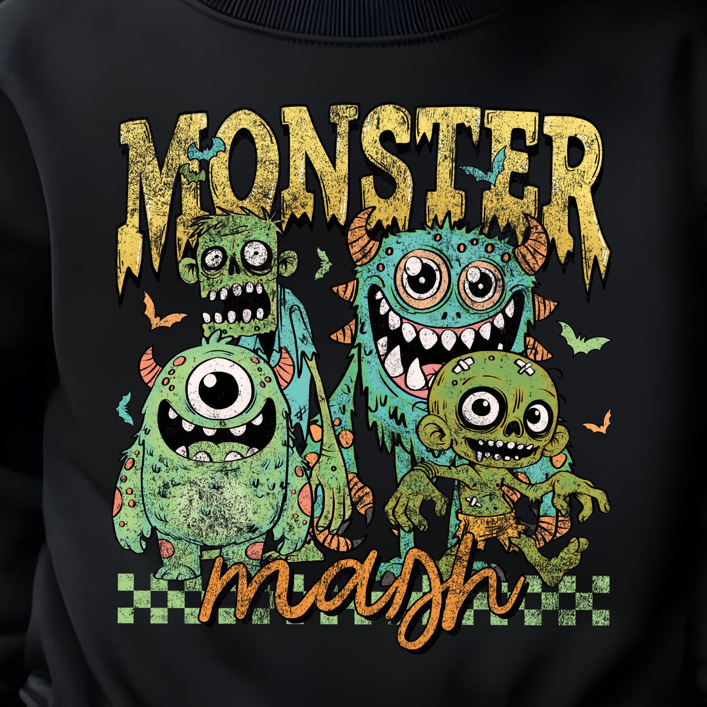 Yellow & Green Monster Mash - Full Color DTF Transfer - 0738