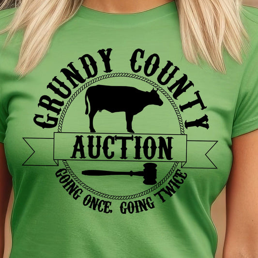 Grundy County Auction- Single Color (black)- 11.5" Screen Print Transfer