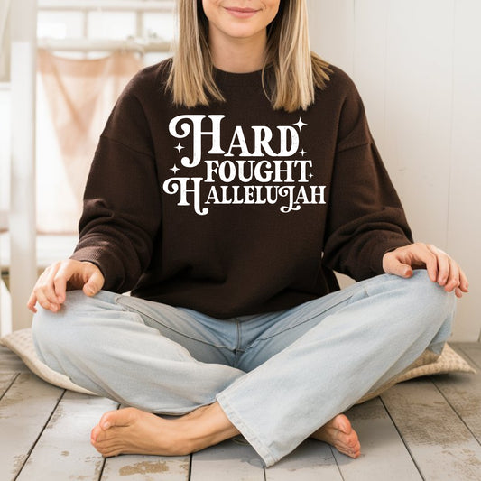 Hard Fought Hallelujah- Single Color (white)- 11.5" Screen Print Transfer