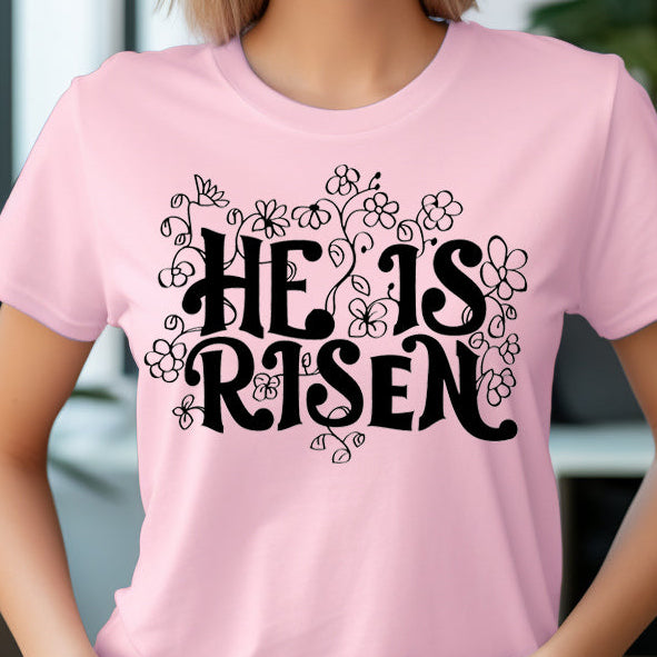 He is Risen- Single Color (black)- 11.5" wide Plastisol Screen Print Transfer