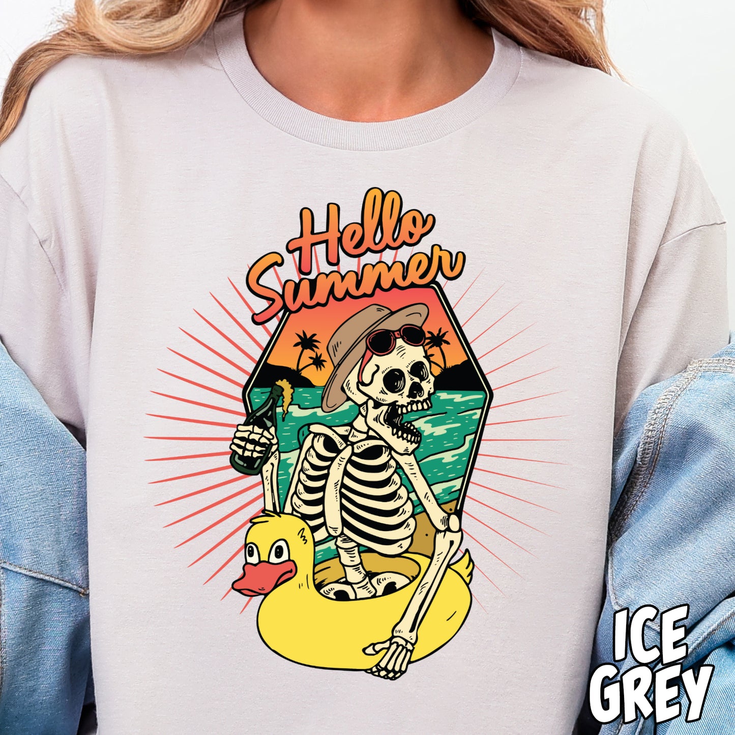 Hello Summer Skelly- Full Color DTF Transfer