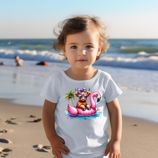 Highland Cow Pool Float (toddler) *full color matte clear film*- 7" wide Plastisol Screen Print Transfer