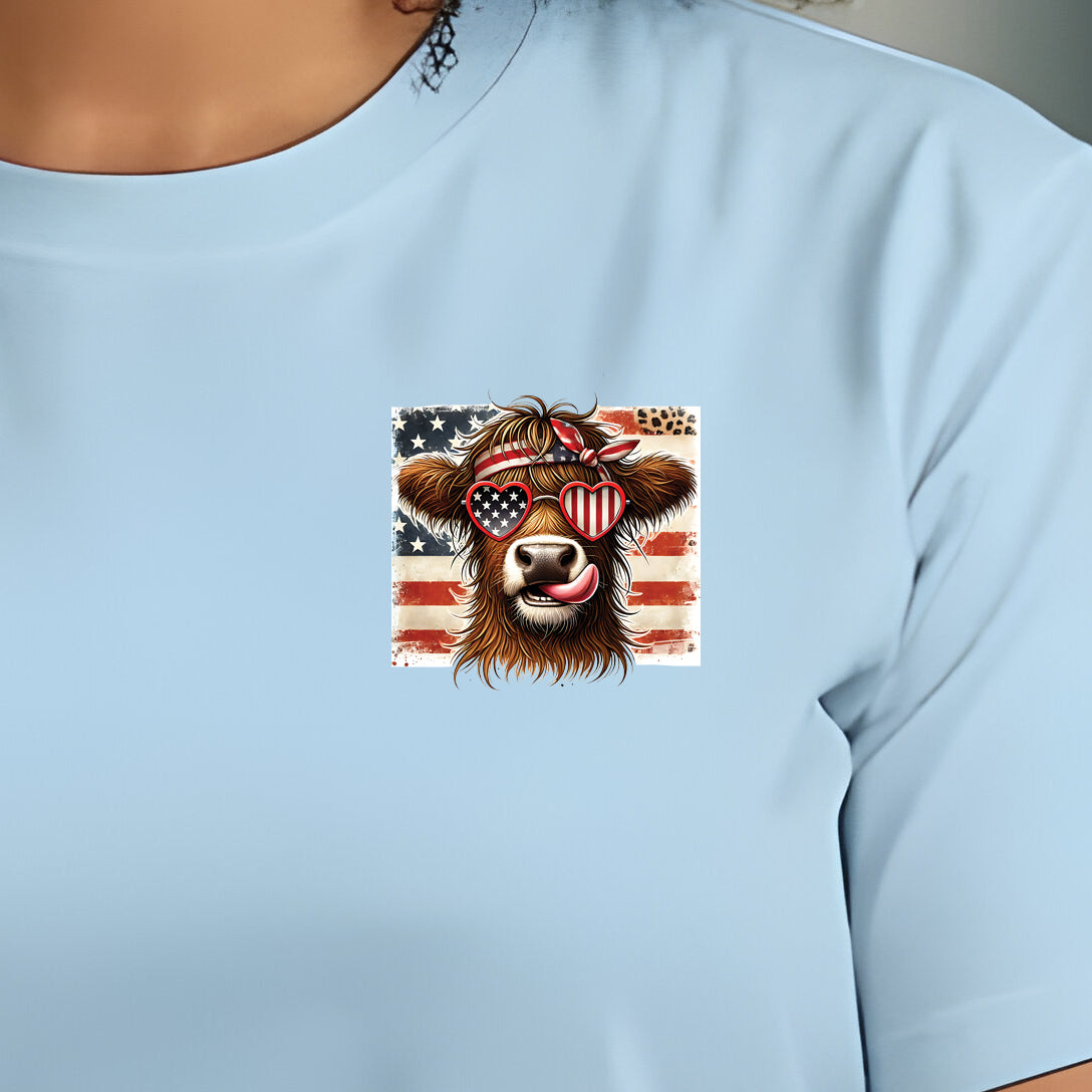 Hippie Highland Cow (pocket)- 3.2” wide DTF Transfer