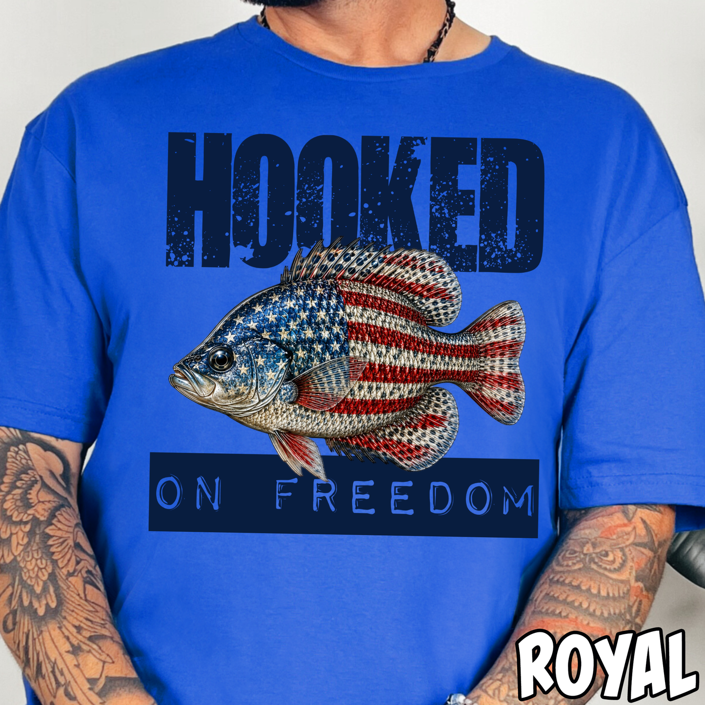 Hooked on Freedom Crappie- Full Color DTF Transfer