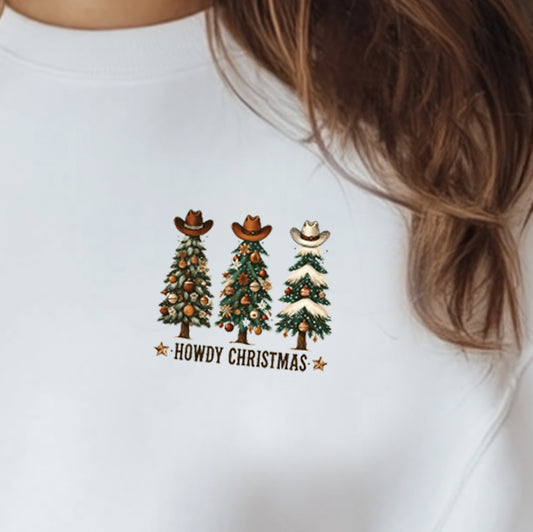 Howdy Christmas Trees (pocket)- 3.1" wide DTF Transfer