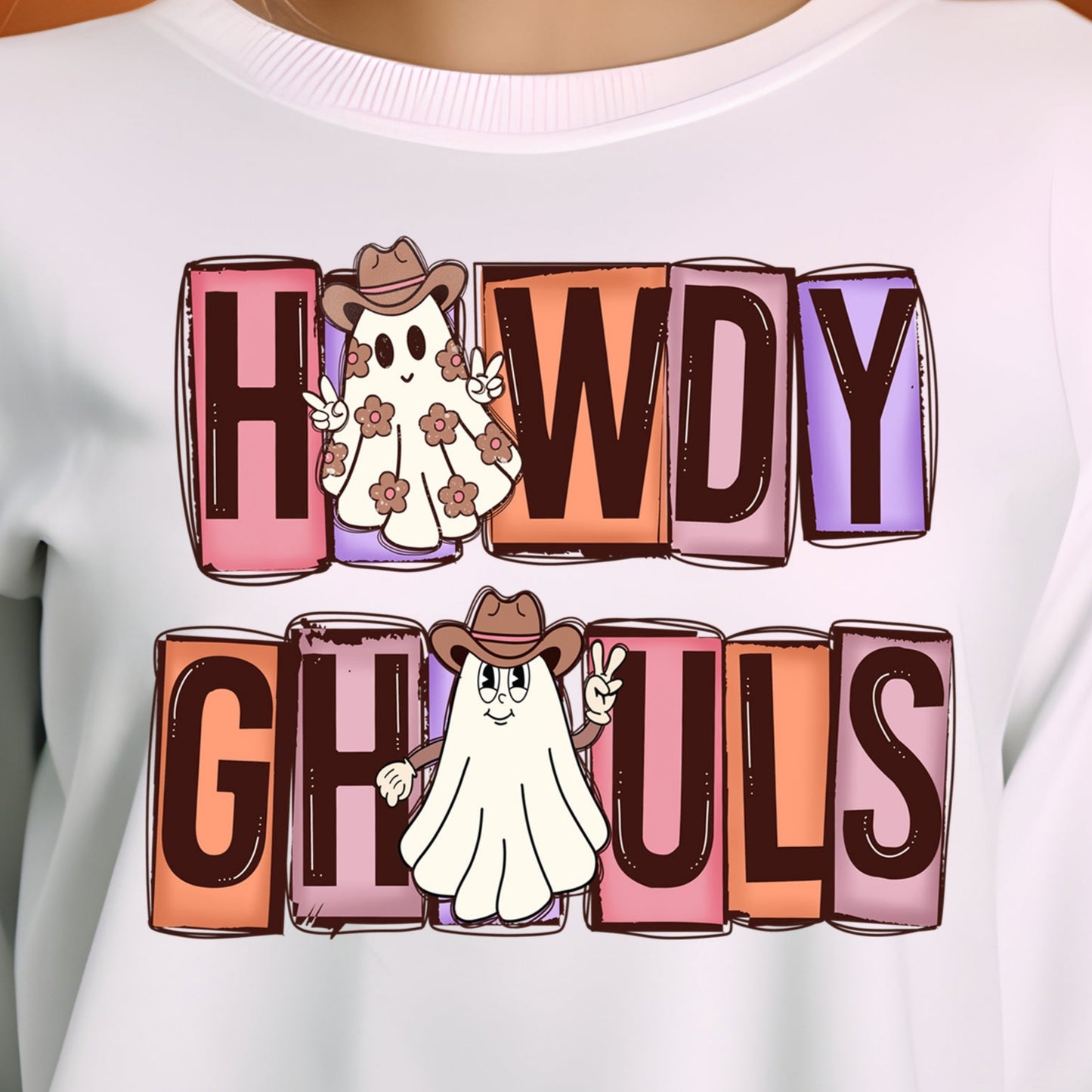 Howdy Ghouls *full color matte clear film*- 11.5" wide Plastisol Screen Print Transfer
