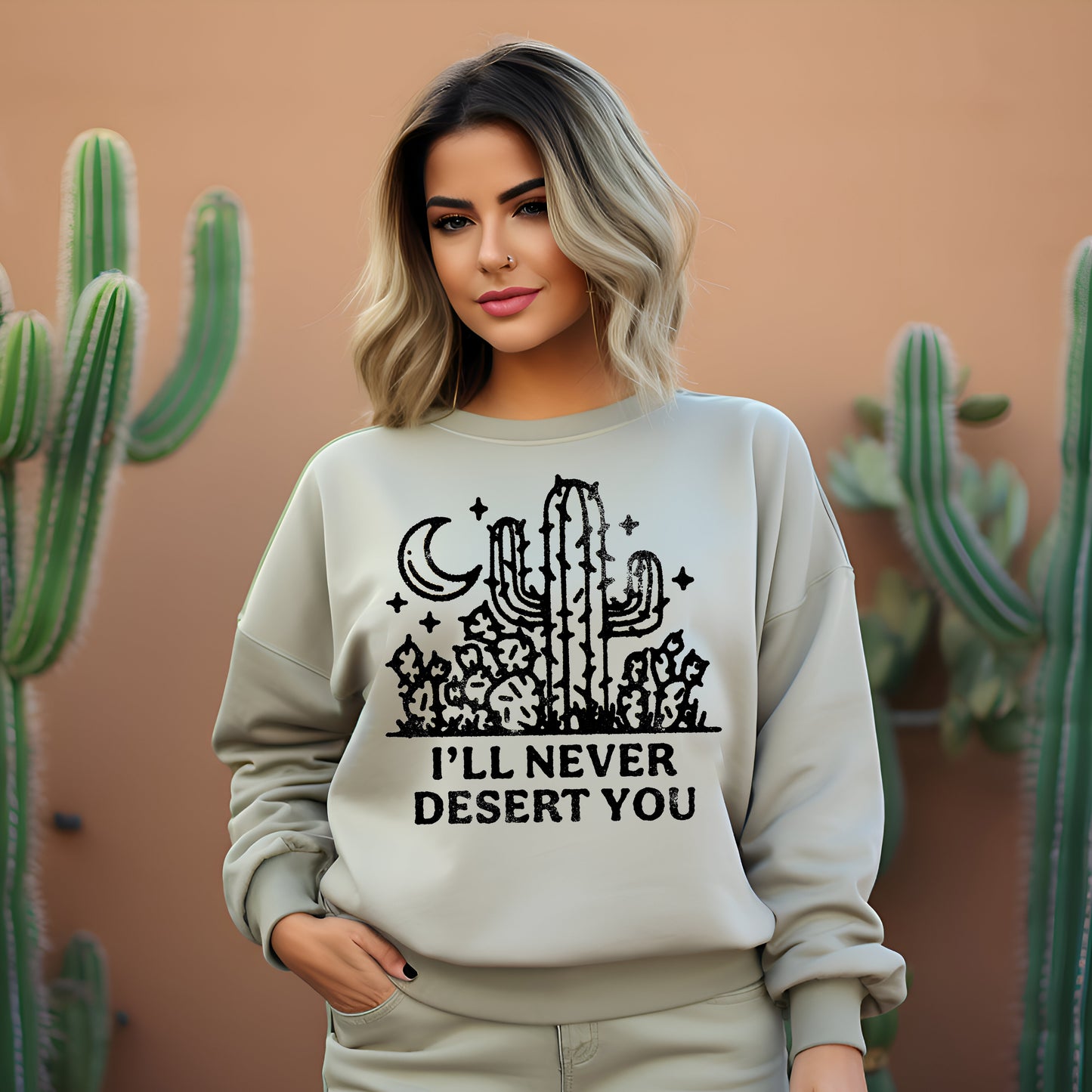 I'll Never Desert You- Single Color (black)- 11.5" wide Plastisol Screen Print Transfer