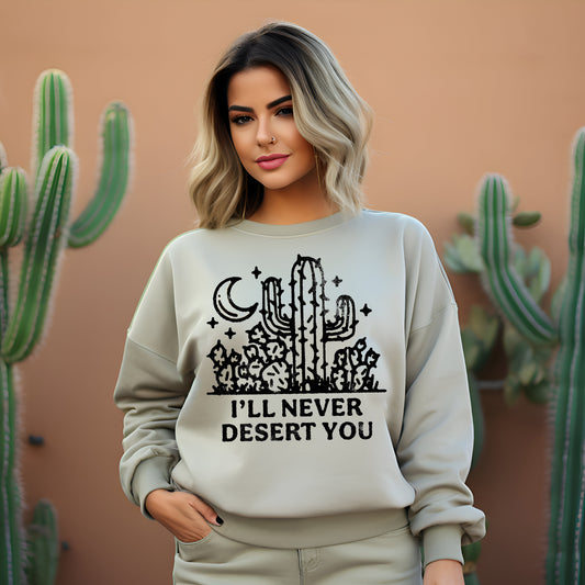 I'll Never Desert You- Single Color (black)- 11.5" wide Plastisol Screen Print Transfer