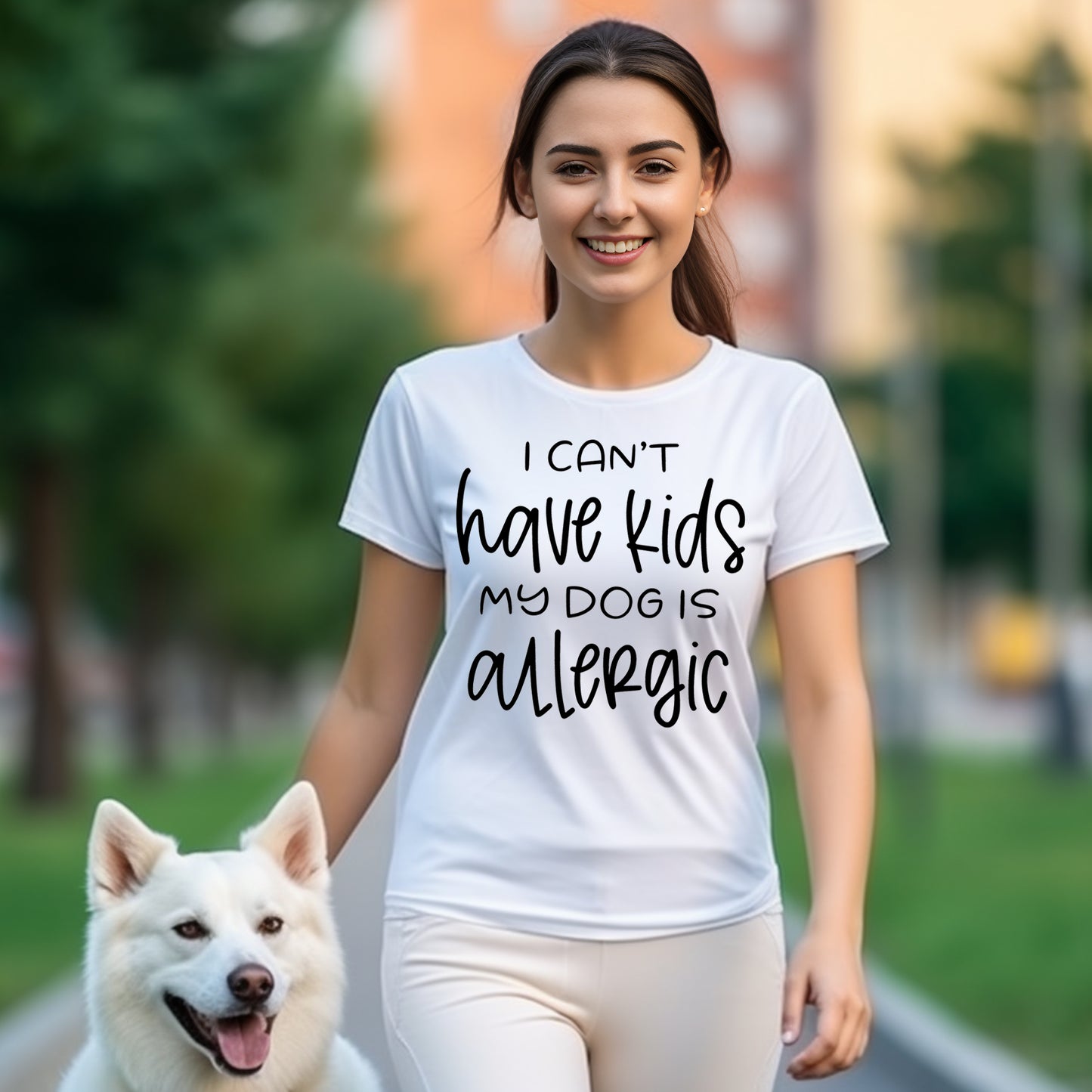 I Can't Have Kids My Dog is Allergic- Single Color (black)- 11.5" wide Plastisol Screen Print Transfer