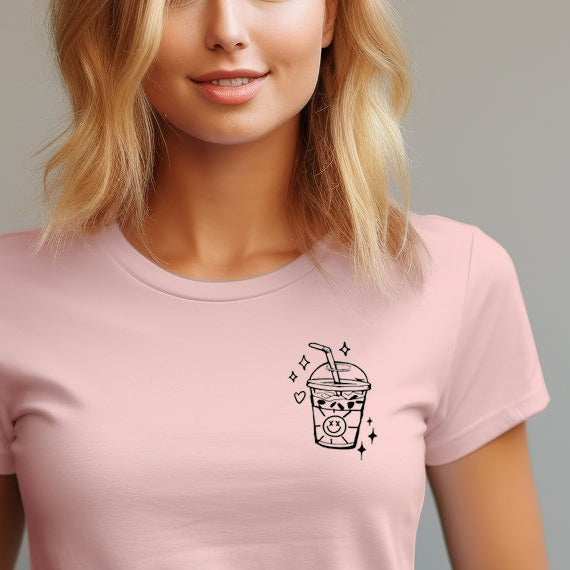 Iced Coffee (Pocket/Koozie)- Single Color (black)- 3" wide Plastisol Screen Print Transfer