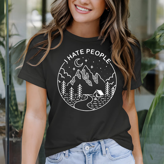 I Hate People- Single Color (white)- 11.5" Screen Print Transfer