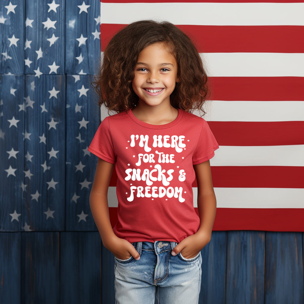 I'm Here For the Snacks and Freedom (Toddler)- Single Color (white)- 6.5" wide Plastisol Screen Print Transfer