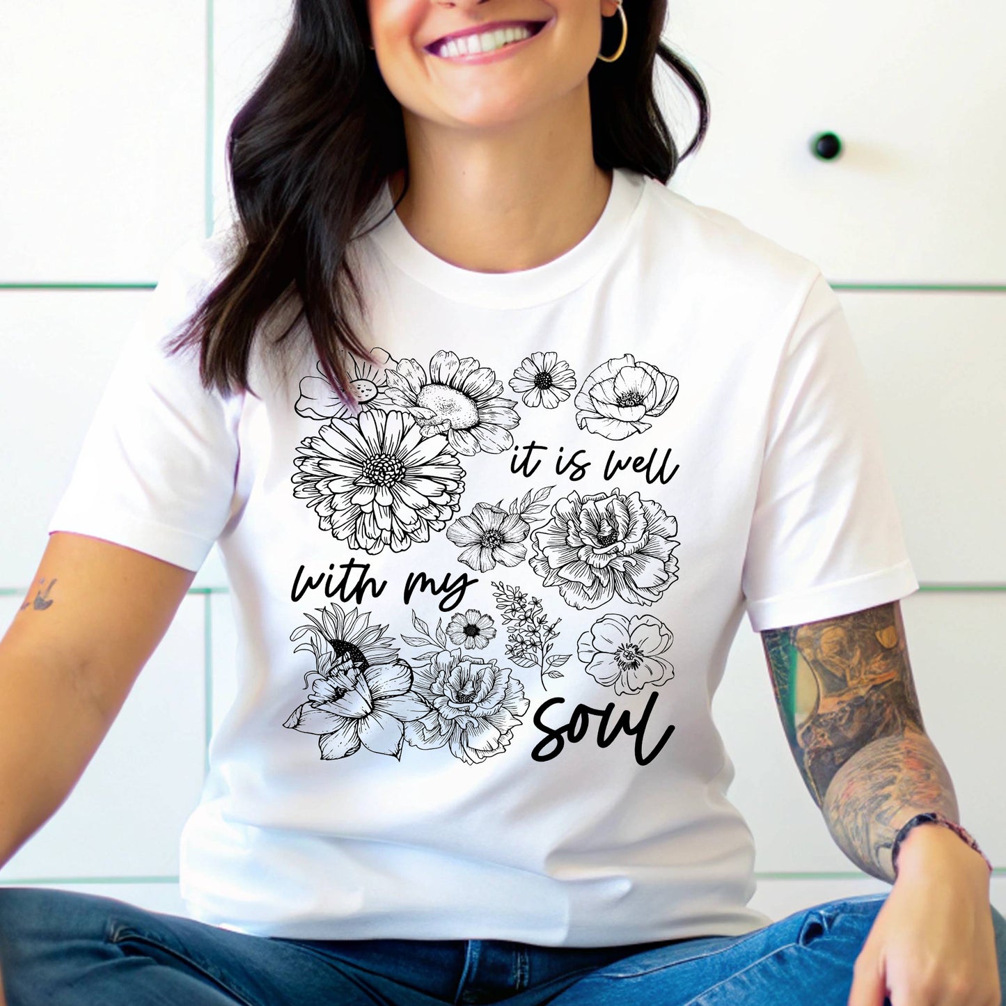 It Is Well With My Soul- Single Color (black)- 11.5" wide Plastisol Screen Print Transfer
