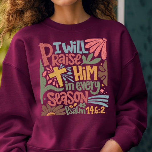 I Will Praise Him in Every Season Psalm 146:2- 11" wide DTF Transfer