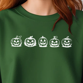 5 Little Pumpkins- Single Color (white)- 11.5" wide Plastisol Screen Print Transfer