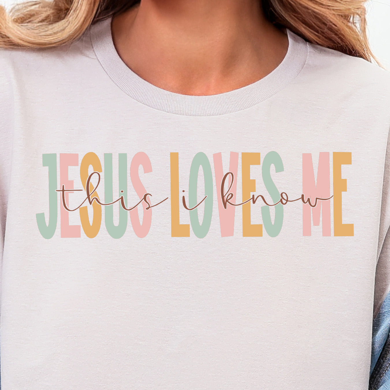 Pastel Jesus Loves Me This I Know- DTF Transfer